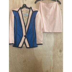 Vintage 1980s Saticci Collection Women's Leather Jacket & Skirt Set Size 4